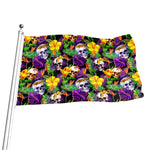 Purple Tropical Skull Pattern Print Flag