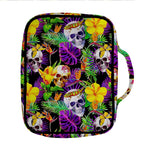 Purple Tropical Skull Pattern Print Front Pocket Bible Bag