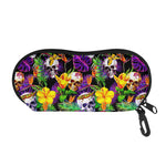 Purple Tropical Skull Pattern Print Glasses Case