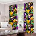Purple Tropical Skull Pattern Print Grommet Curtains