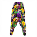 Purple Tropical Skull Pattern Print Hammer Pants