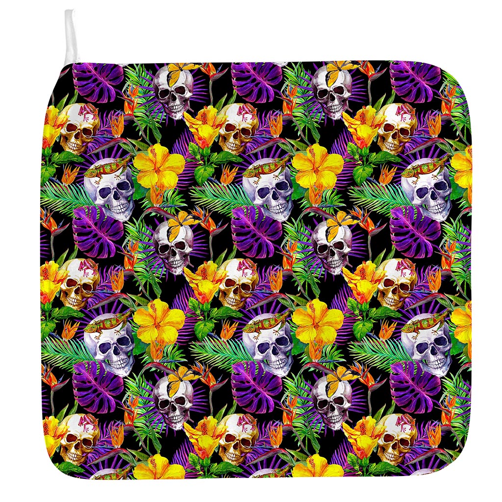 Purple Tropical Skull Pattern Print Hand Towel