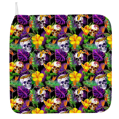 Purple Tropical Skull Pattern Print Hand Towel