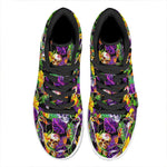 Purple Tropical Skull Pattern Print High Top Leather Sneakers