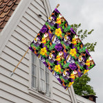 Purple Tropical Skull Pattern Print House Flag