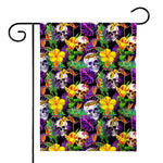 Purple Tropical Skull Pattern Print House Flag