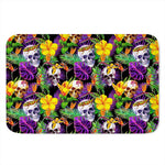 Purple Tropical Skull Pattern Print Indoor Door Mat