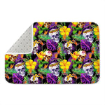 Purple Tropical Skull Pattern Print Indoor Door Mat