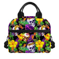 Purple Tropical Skull Pattern Print Insulated Lunch Bag