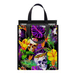 Purple Tropical Skull Pattern Print Insulated Lunch Tote