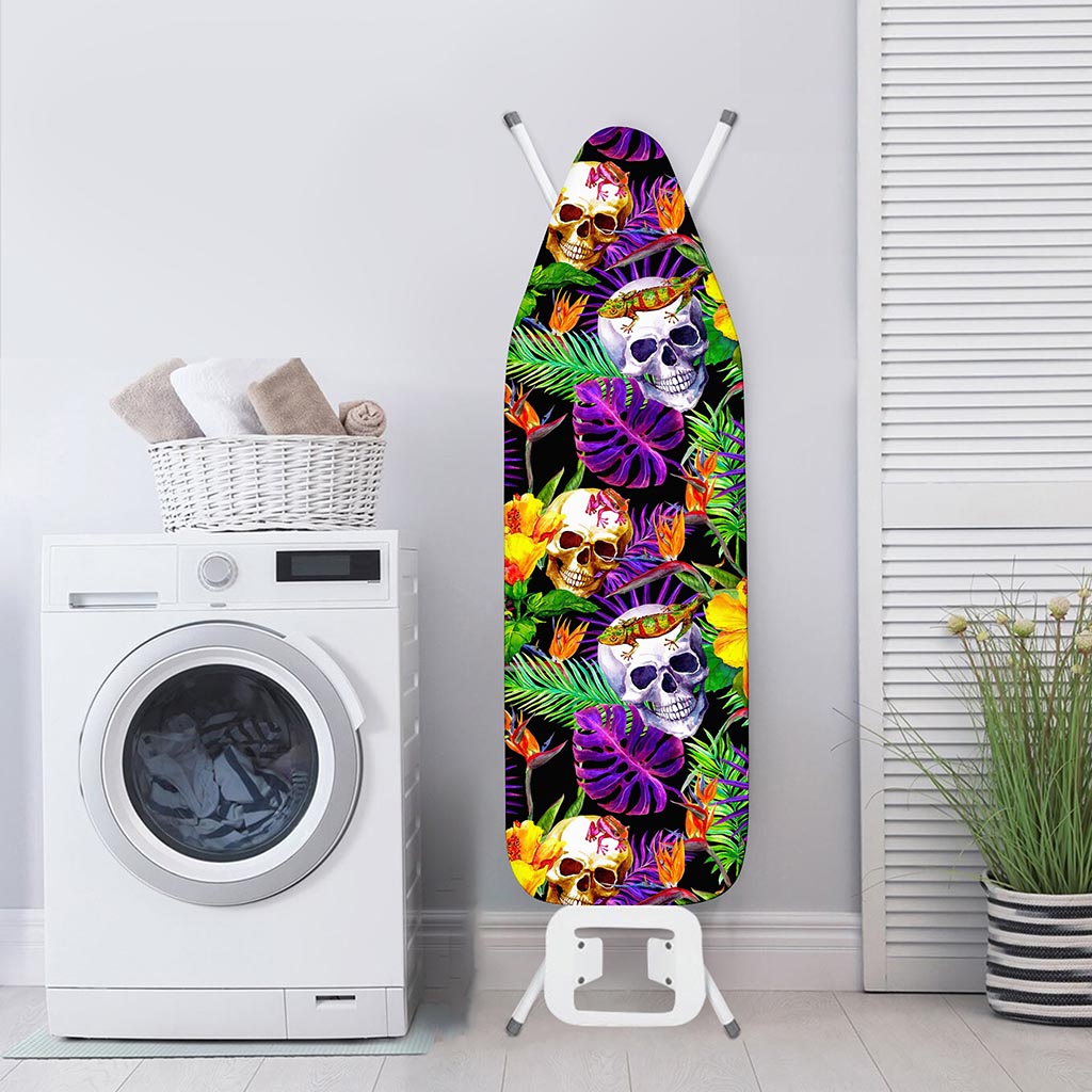Purple Tropical Skull Pattern Print Ironing Board Cover