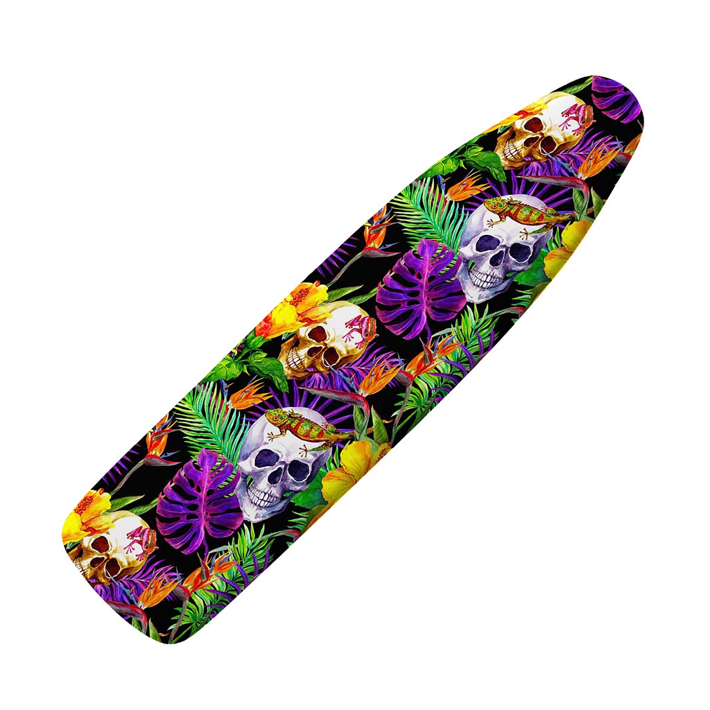 Purple Tropical Skull Pattern Print Ironing Board Cover