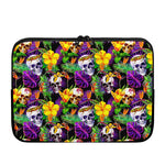 Purple Tropical Skull Pattern Print Laptop Sleeve