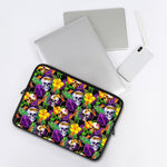Purple Tropical Skull Pattern Print Laptop Sleeve