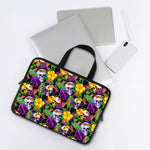Purple Tropical Skull Pattern Print Laptop Sleeve With Handle