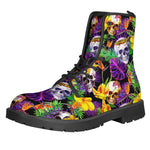 Purple Tropical Skull Pattern Print Backpack