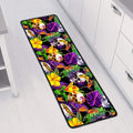 Purple Tropical Skull Pattern Print Long Kitchen Mat