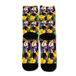 Purple Tropical Skull Pattern Print Long Socks