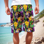 Purple Tropical Skull Pattern Print Men's Cargo Shorts