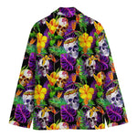 Purple Tropical Skull Pattern Print Men's Cotton Blazer