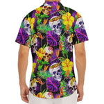 Purple Tropical Skull Pattern Print Men's Deep V-Neck Shirt