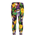 Purple Tropical Skull Pattern Print Men's Leggings