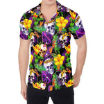 Purple Tropical Skull Pattern Print Men's Shirt