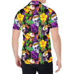 Purple Tropical Skull Pattern Print Men's Shirt