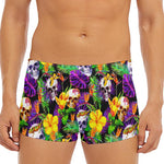 Purple Tropical Skull Pattern Print Men's Short Boxer Briefs