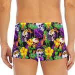 Purple Tropical Skull Pattern Print Men's Short Boxer Briefs