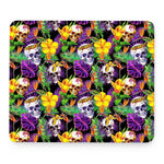 Purple Tropical Skull Pattern Print Mouse Pad