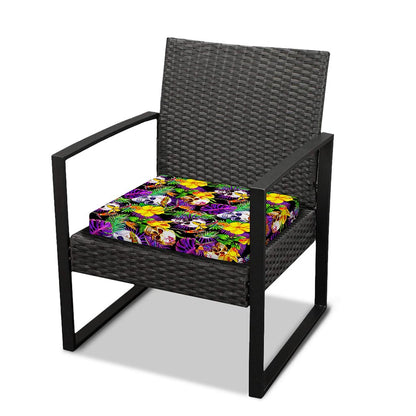 Purple Tropical Skull Pattern Print Outdoor Seat Cushion Cover