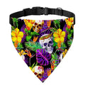 Purple Tropical Skull Pattern Print Over The Collar Dog Bandana