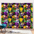 Purple Tropical Skull Pattern Print Pencil Pleat Curtains