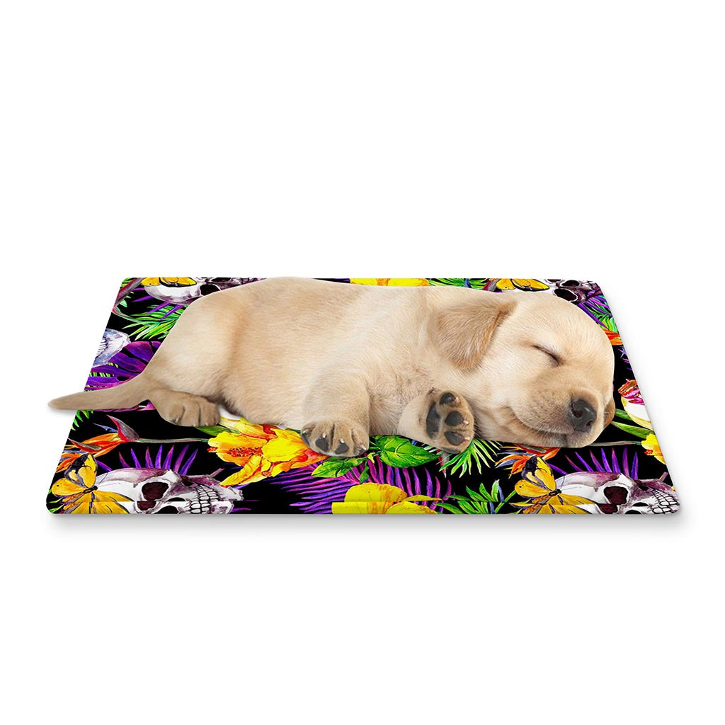 Purple Tropical Skull Pattern Print Pet Cooling Mat Cover
