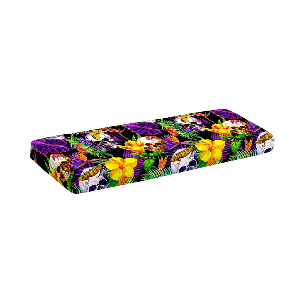 Purple Tropical Skull Pattern Print Piano Keyboard Cover