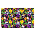 Purple Tropical Skull Pattern Print Polyester Doormat