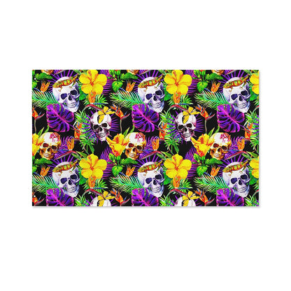 Purple Tropical Skull Pattern Print Polyester Flag