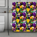 Purple Tropical Skull Pattern Print Polyester Shower Curtain