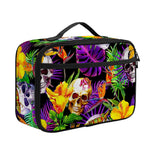 Purple Tropical Skull Pattern Print Portable Lunch Bag