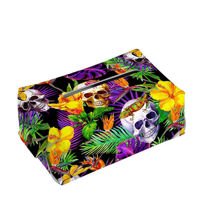 Purple Tropical Skull Pattern Print Rectangle Tissue Box Cover