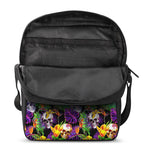 Purple Tropical Skull Pattern Print Rectangular Crossbody Bag