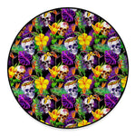 Purple Tropical Skull Pattern Print Round Floor Mat