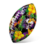 Purple Tropical Skull Pattern Print Rugby Ball