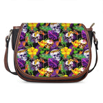 Purple Tropical Skull Pattern Print Saddle Bag