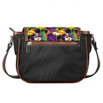 Purple Tropical Skull Pattern Print Saddle Bag