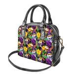 Purple Tropical Skull Pattern Print Shoulder Handbag