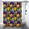 Purple Tropical Skull Pattern Print Shower Curtain
