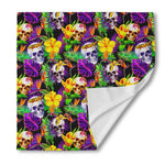 Purple Tropical Skull Pattern Print Silk Bandana