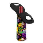 Purple Tropical Skull Pattern Print Single Neoprene Wine Tote